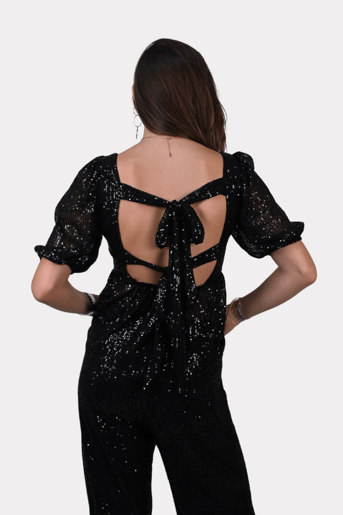 Ivy blouse sparkle - zwart