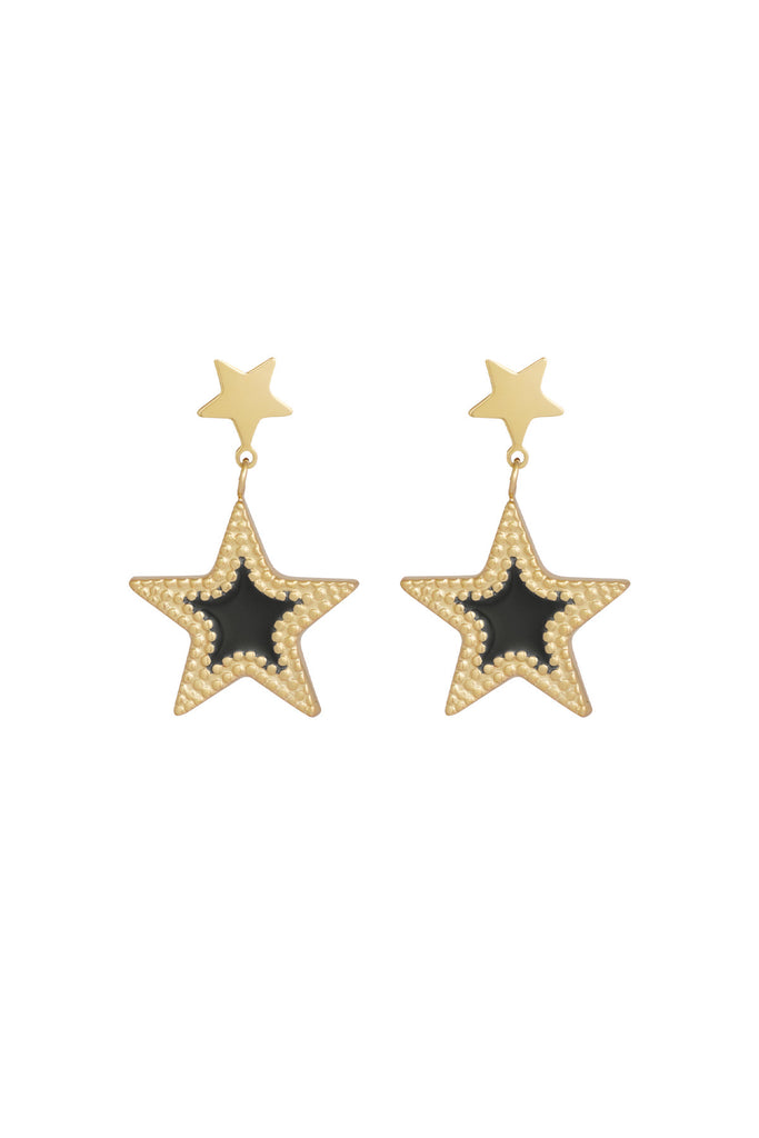 Popstar earrings - goud/zwart