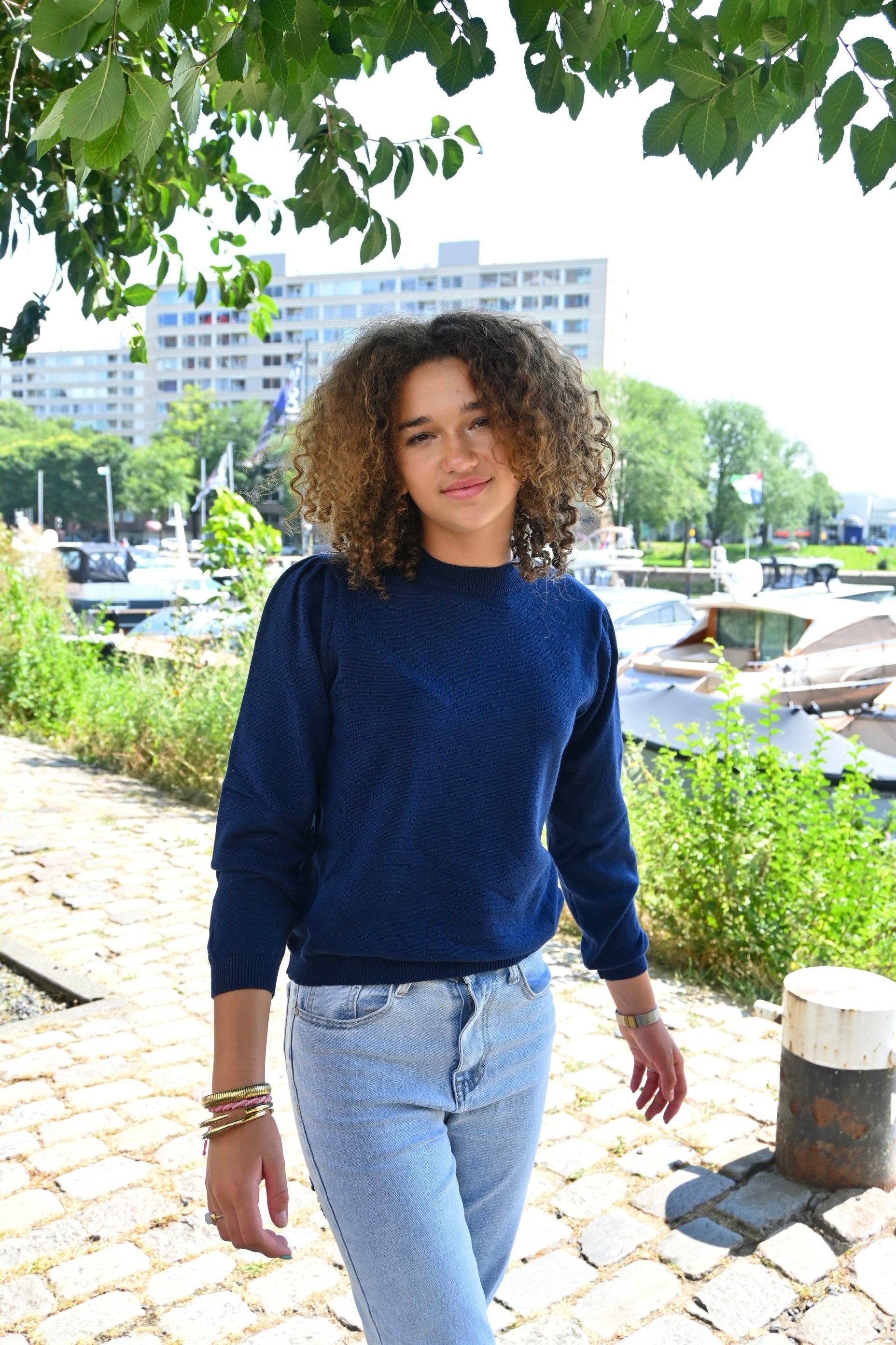 Stockholm top lange mouw - navy