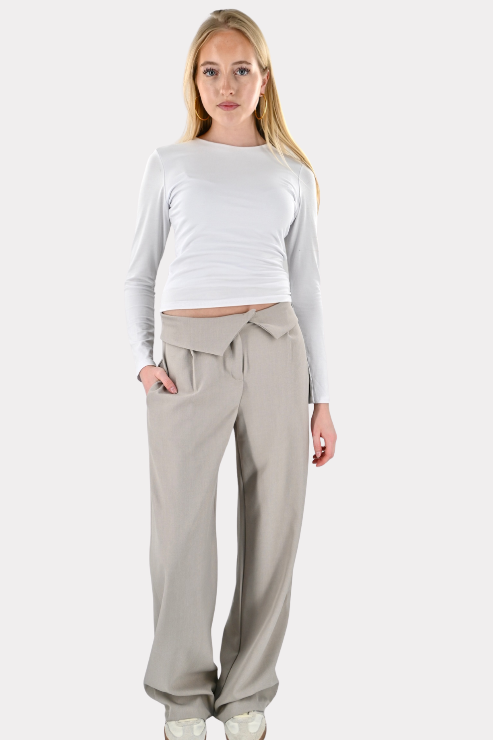 Folded pantalon - taupe - Fashiontiger 1