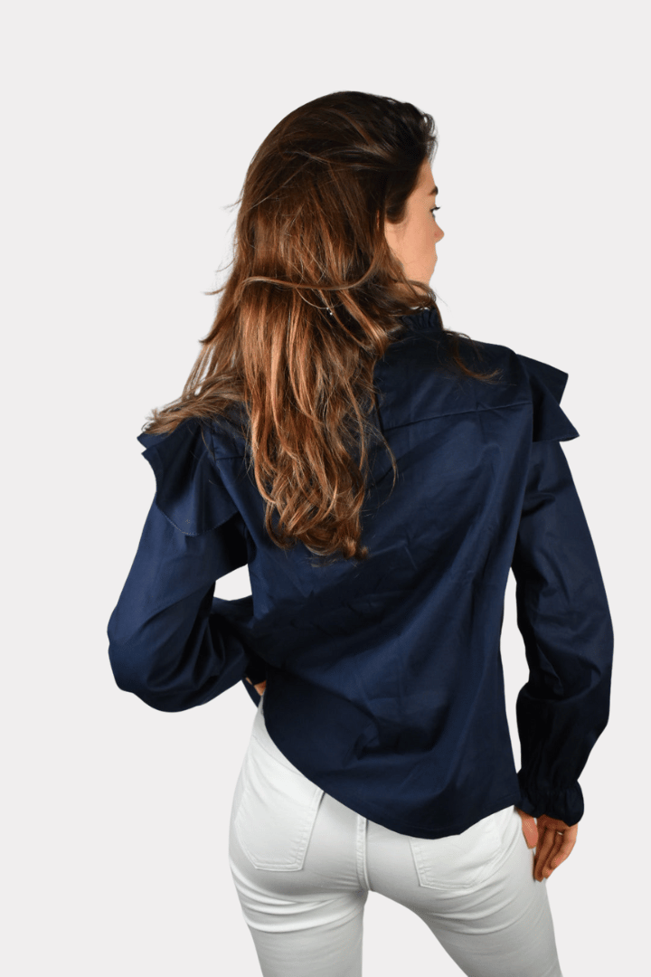 Ruffle blouse - navy