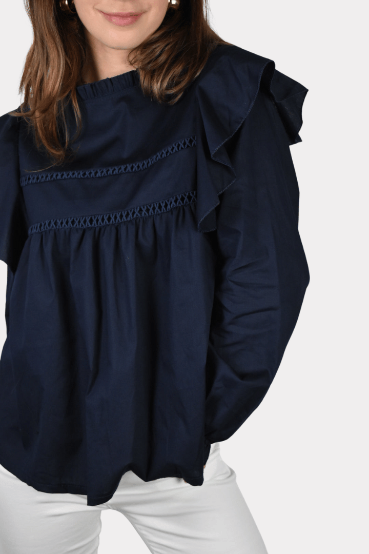 Ruffle blouse - navy