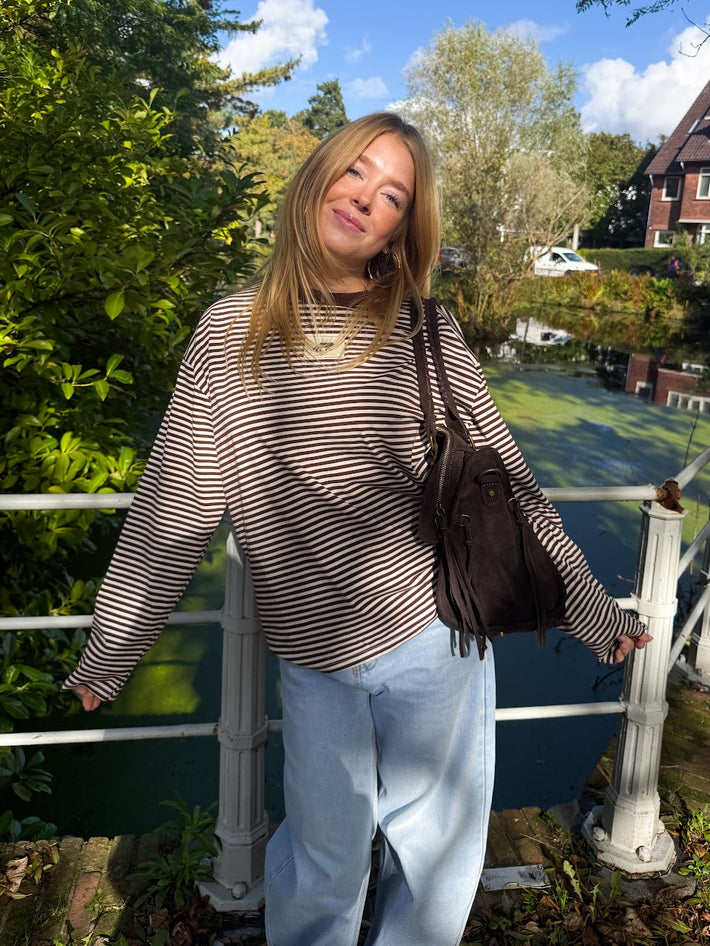 Icon bag suede - donkerbruin