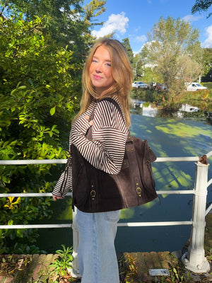 Sac Icon en daim - marron foncé