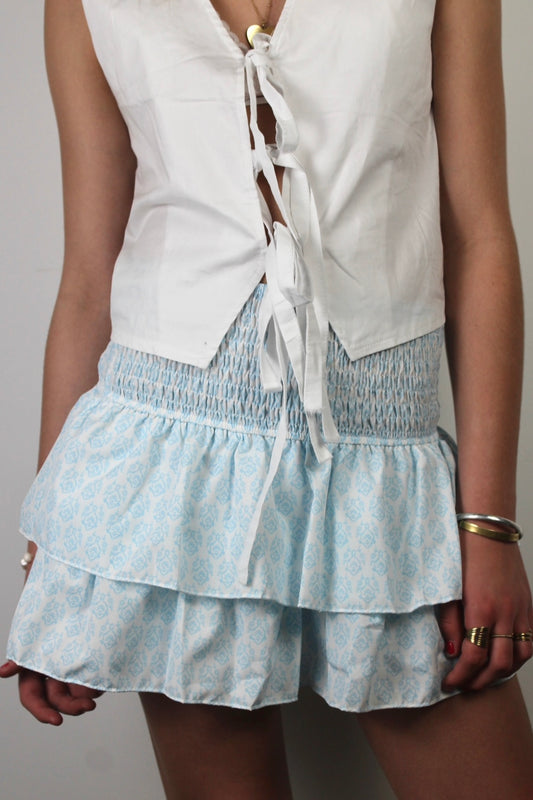 Sevilla skort - wit/licht blauw