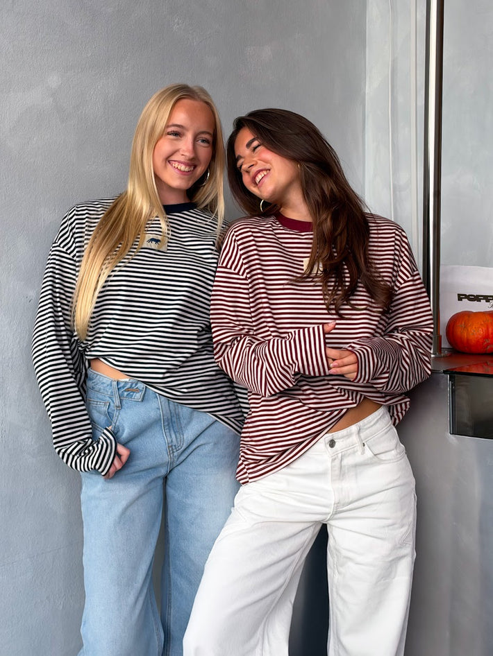 Tiger striped longsleeve - bordeaux/wit