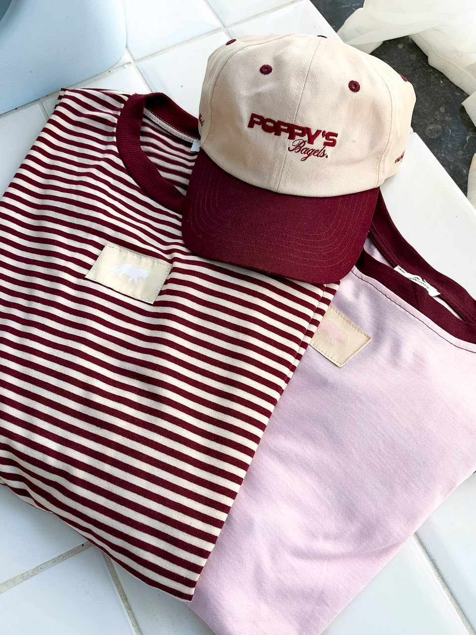Tiger-striped long-sleeve - burgundy/white