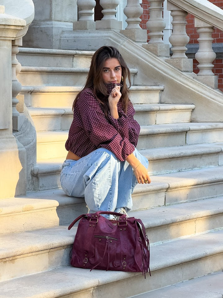 Autumn jacket check - burgundy