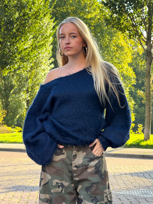 Maira off-shoulder knit - navy