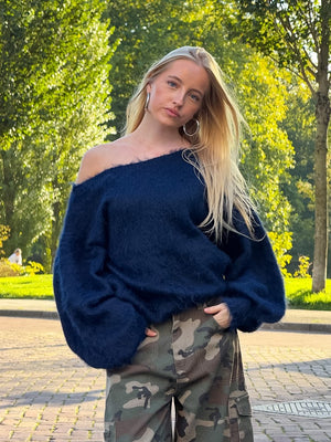 Maira off-shoulder knit - navy