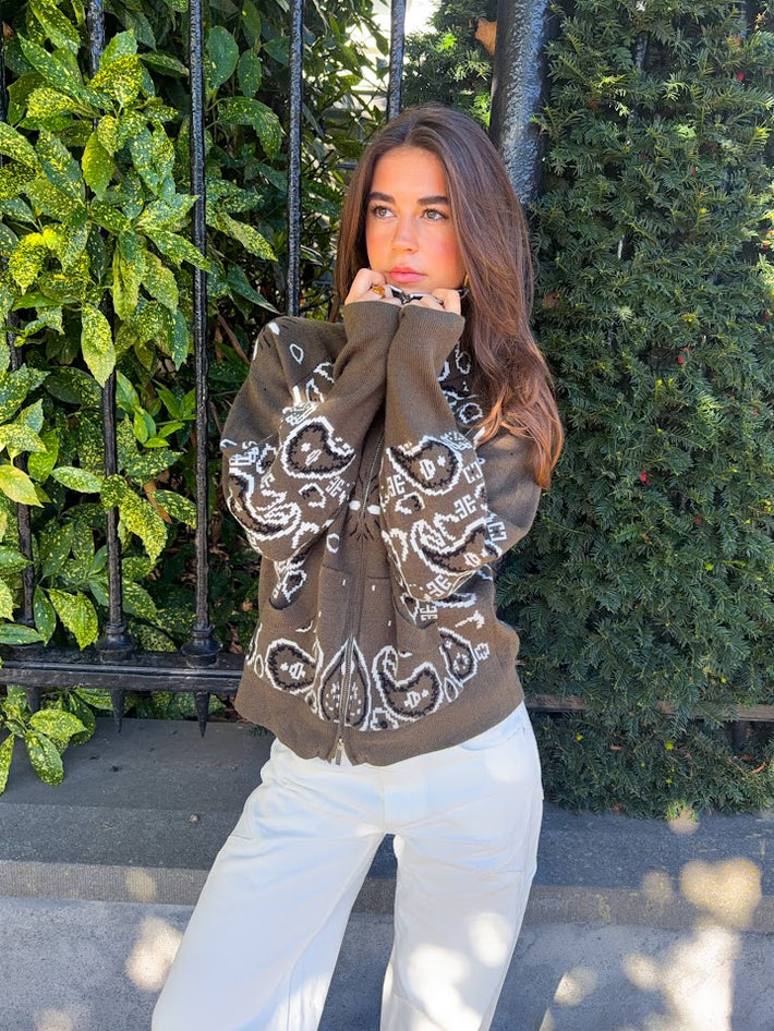 Aspen bandana zipper knit - groen