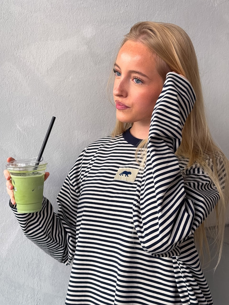 Tiger-Striped Long-Sleeve - Navy/White