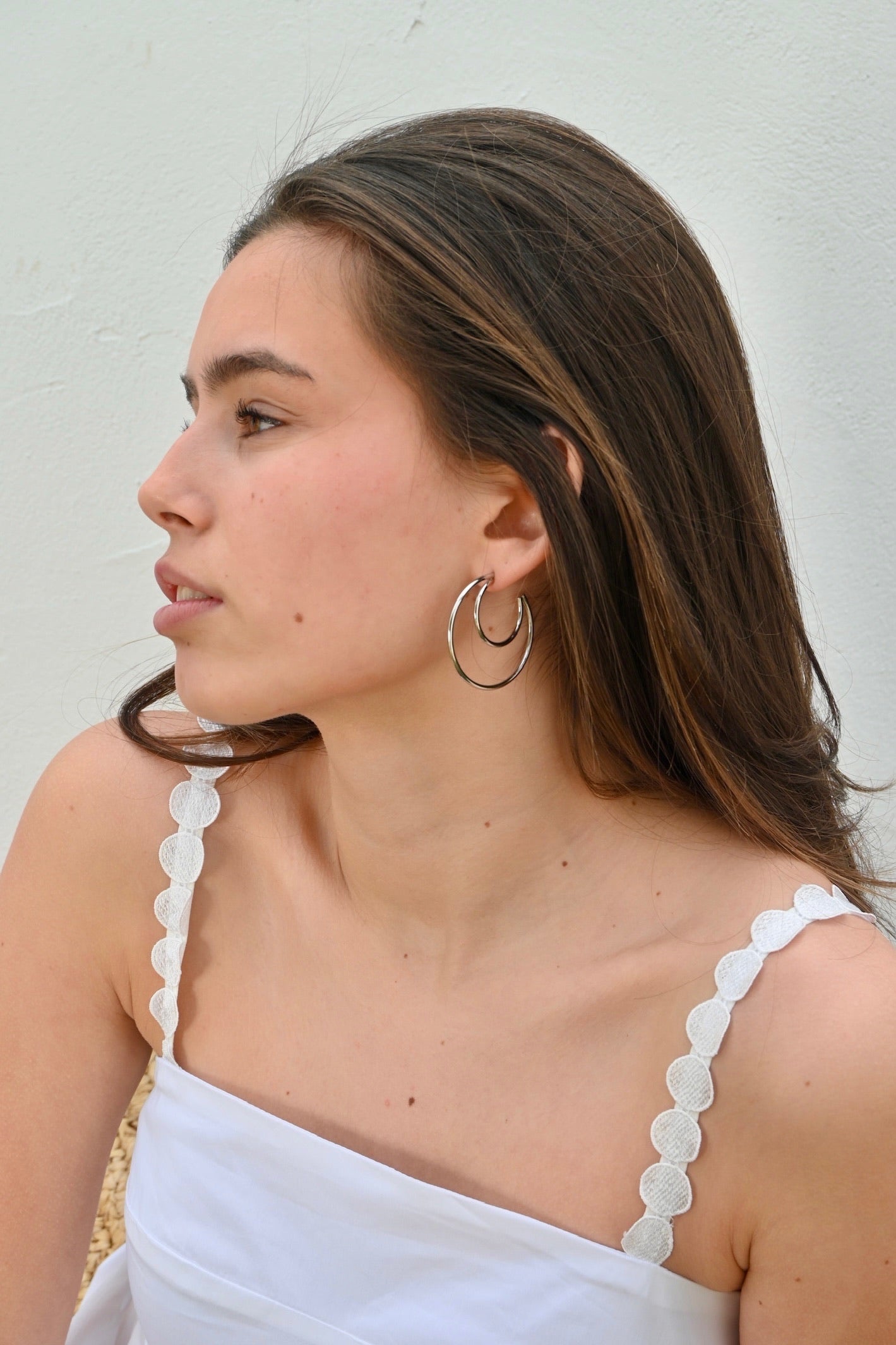 Dual hoop earrings - zilver