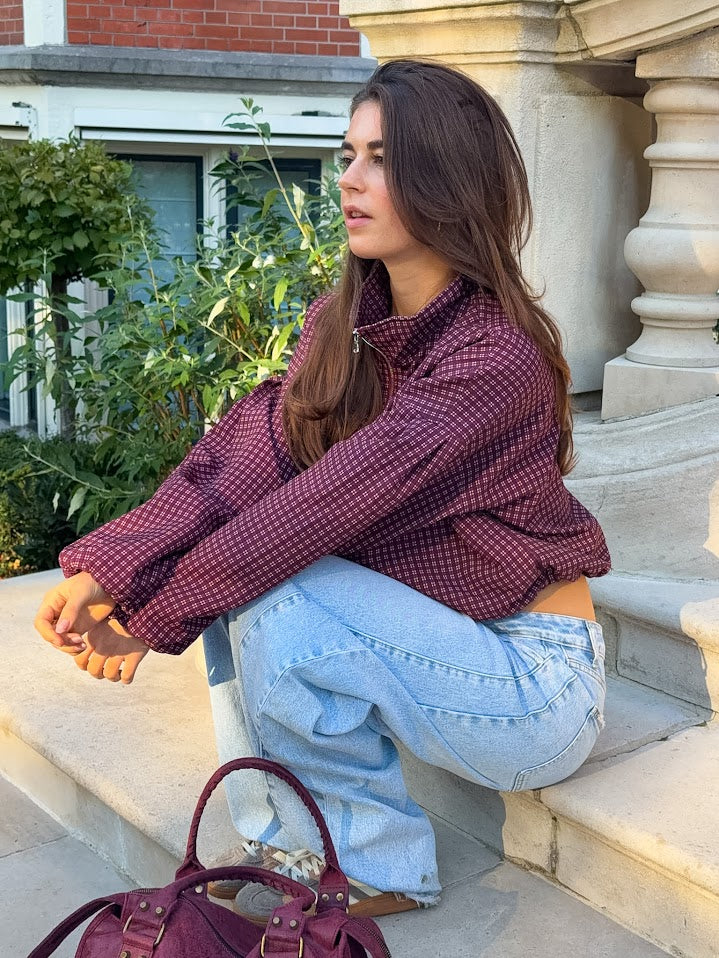 Autumn jacket check - burgundy