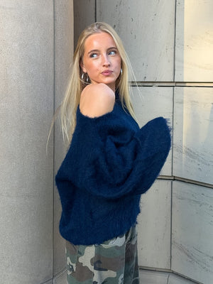 Maira off-shoulder knit - navy