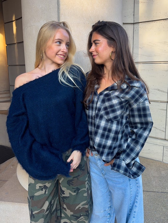 Flannel blouse - navy