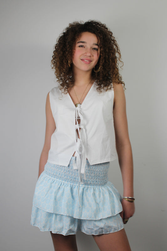 Sevilla skort - wit/licht blauw