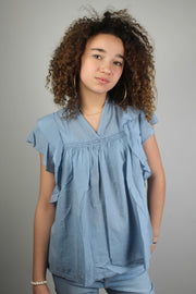 Pippa blouse short sleeve - blue