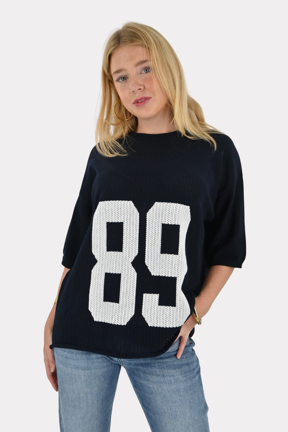 Knitted jersey tee navy fashiontiger 2