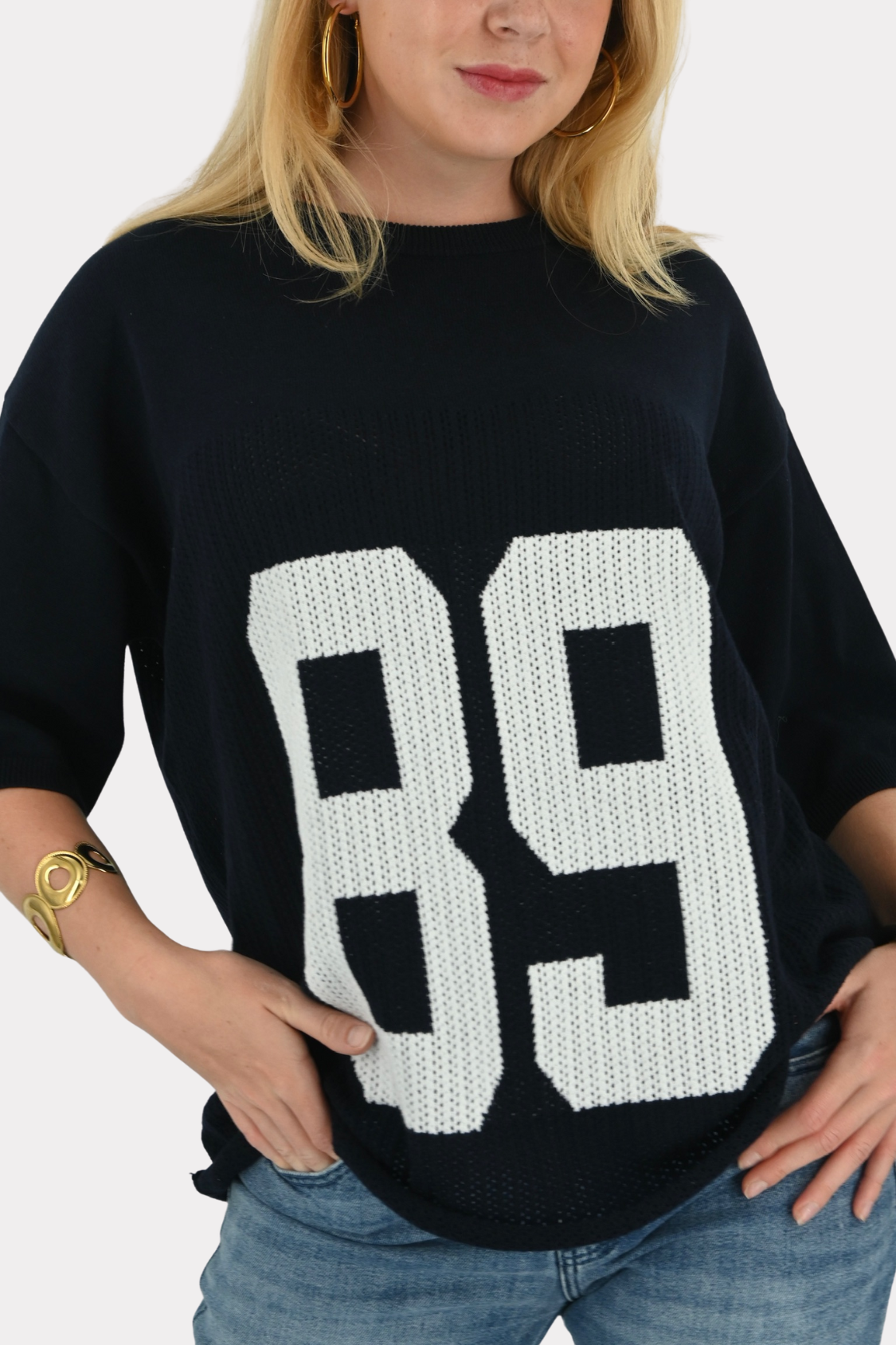 Knitted jersey tee navy fashiontiger 3