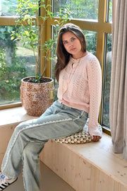 Lace side jeans - blauw - fashtiontiger