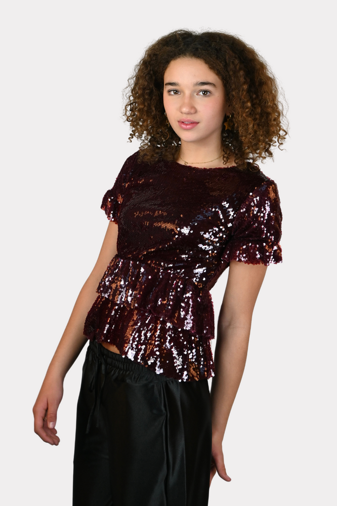 Mila sparkle top - bordeaux - 2