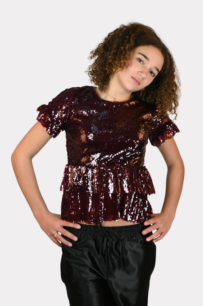 Mila sparkle top - bordeaux - 3