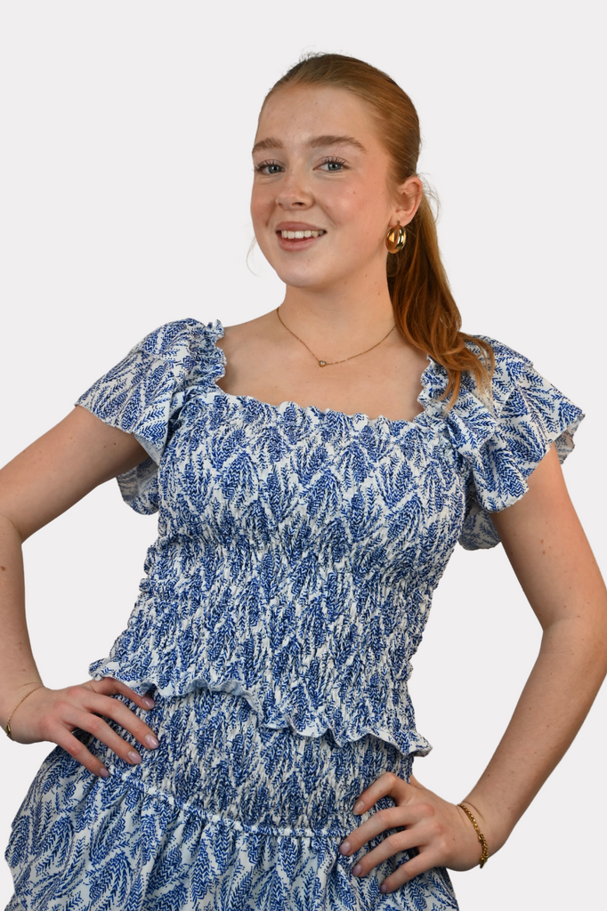 Mykonos ruffle top blue 2