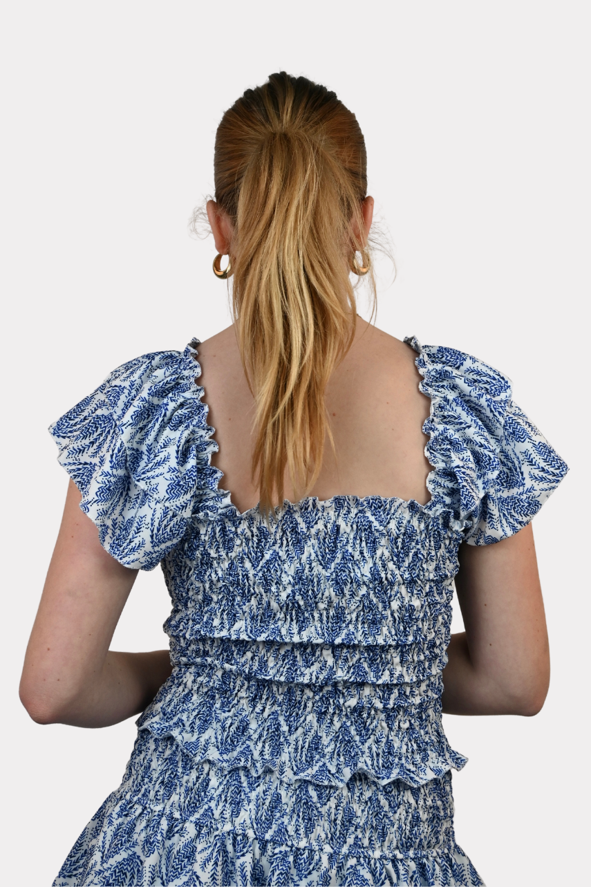 Mykonos ruffle top blue 4