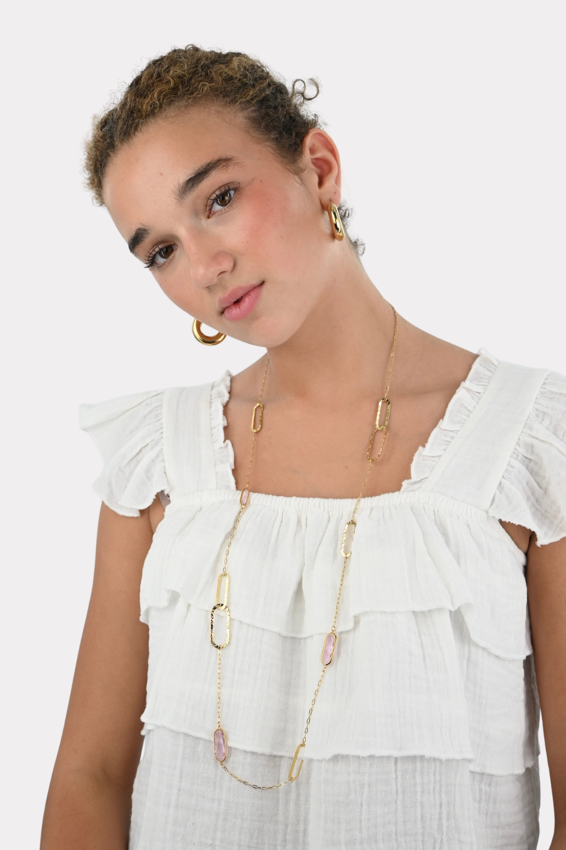 Mystery charm necklace - goud/roze 1