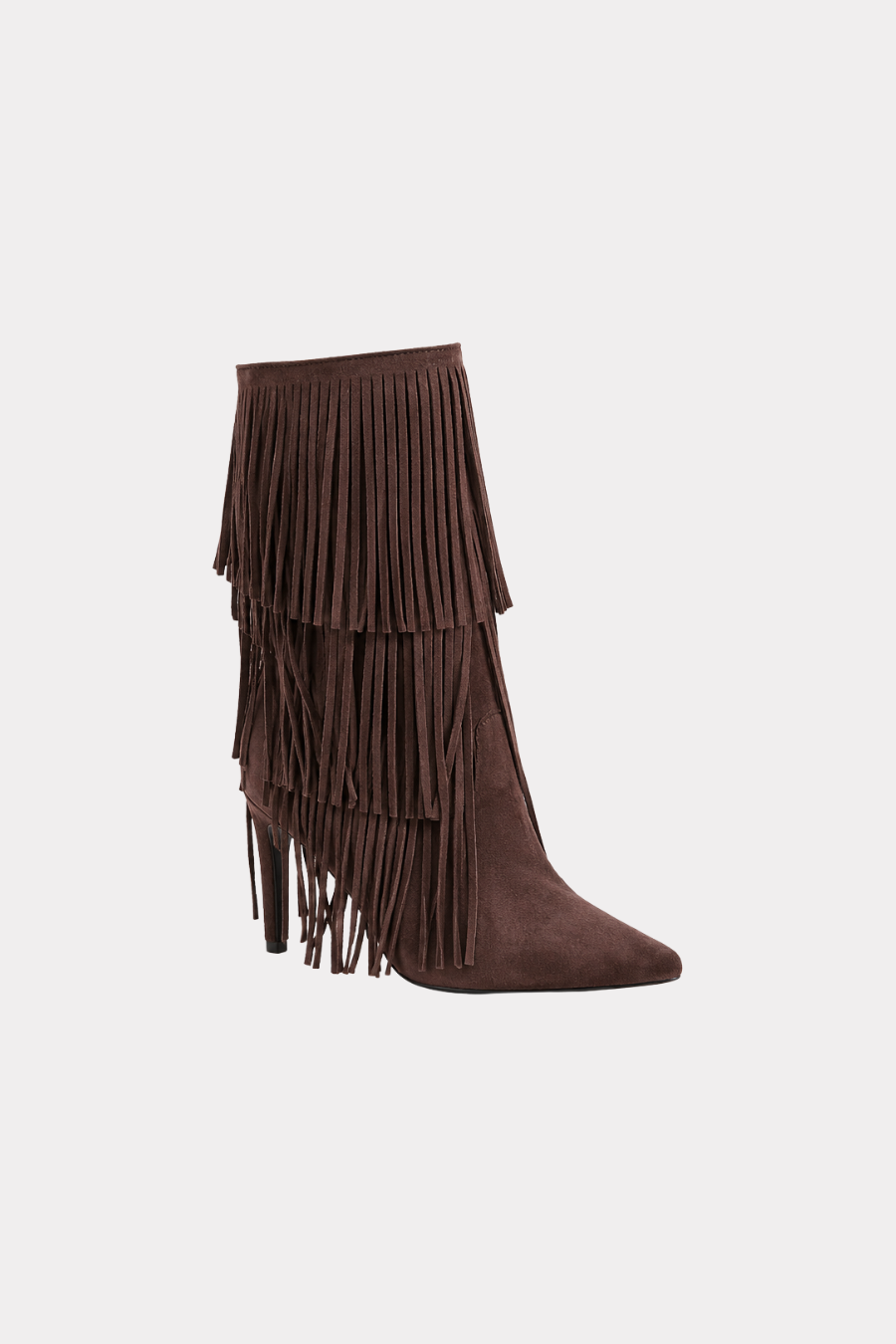 Nova fringed heeled boots - donker bruin - Fashiontiger 5