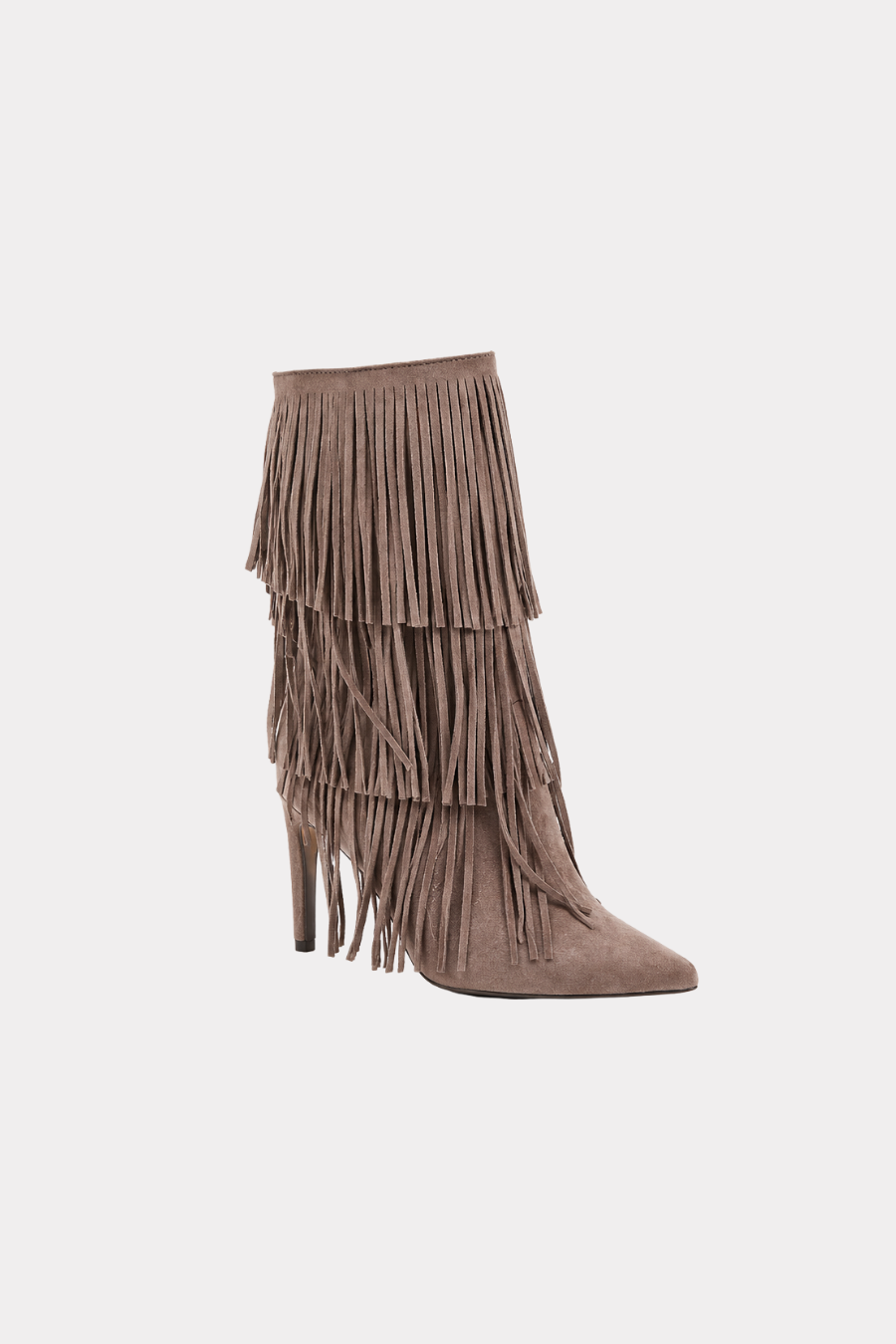 Nova fringed heeled boots - taupe - Fashiontiger 5