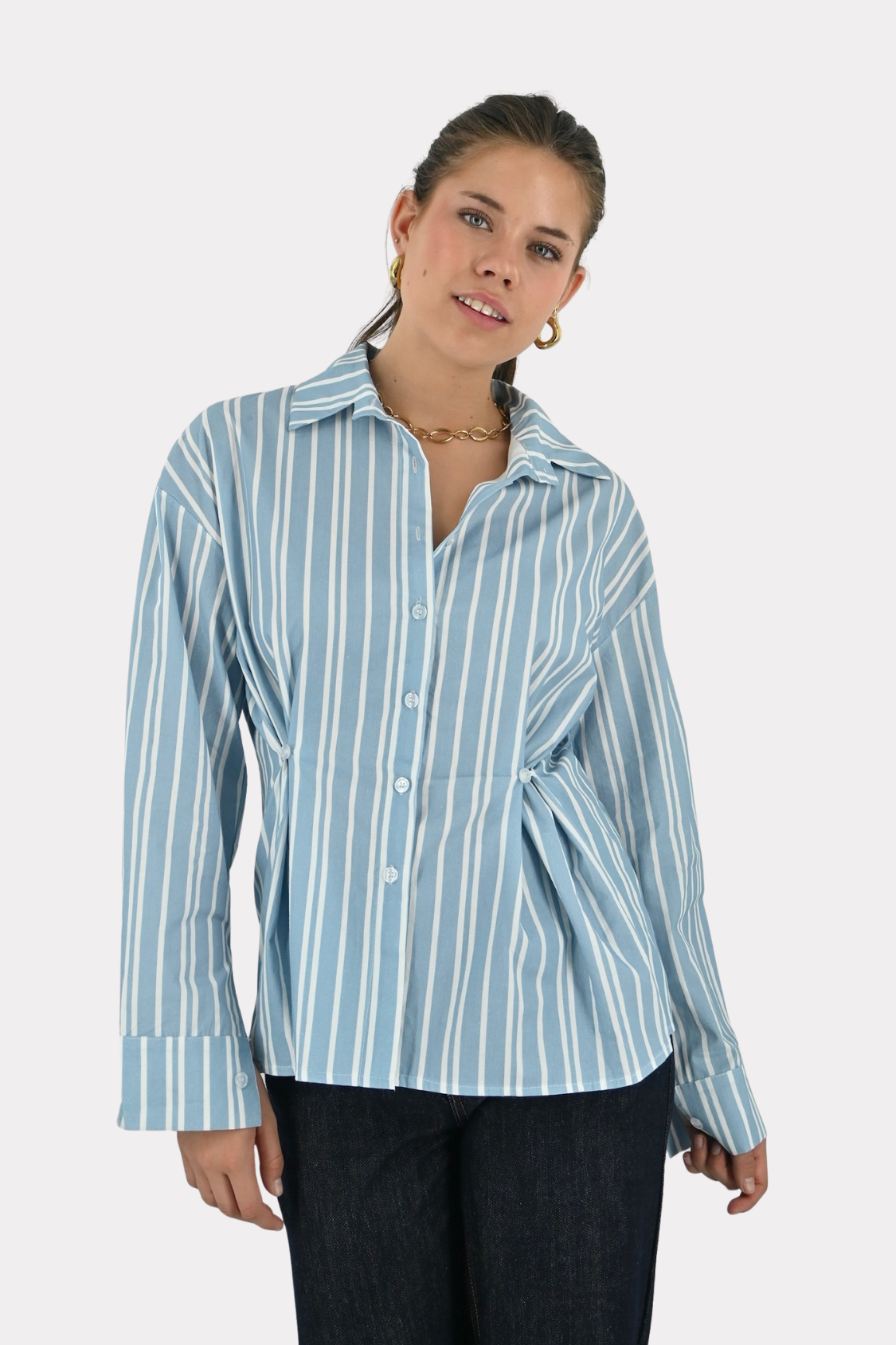 Fay-blouse-striped-blue/white-fashiontiger