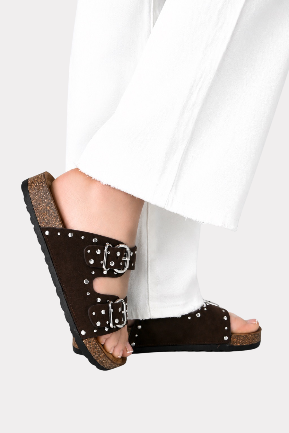 Quinty studded sandals - donker bruin - Fashiontiger 1