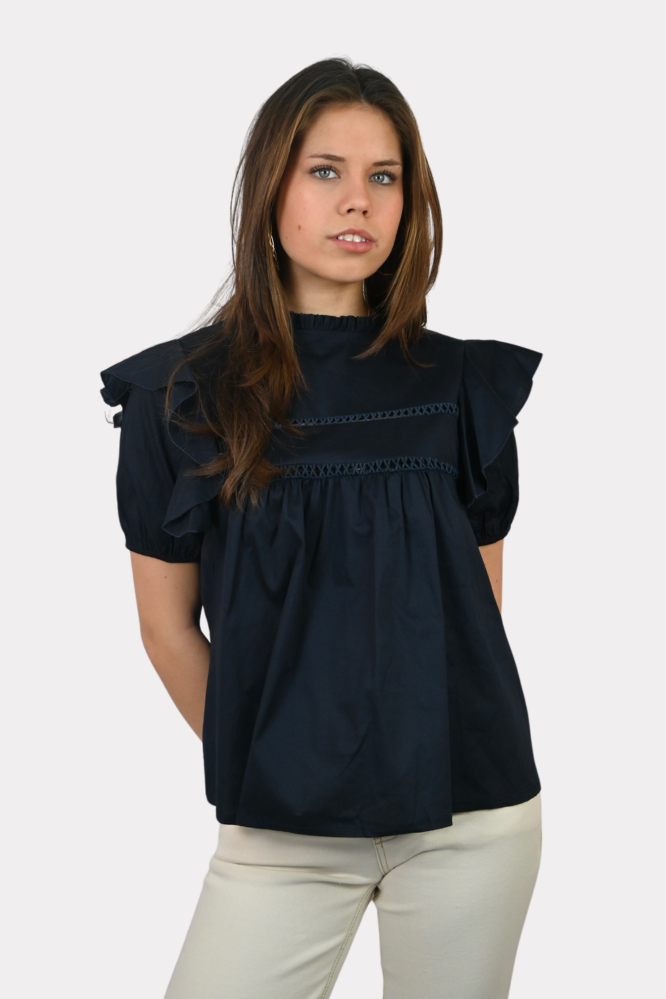 Ruffle_blouse_short_sleeve_navy_fashiontiger-1