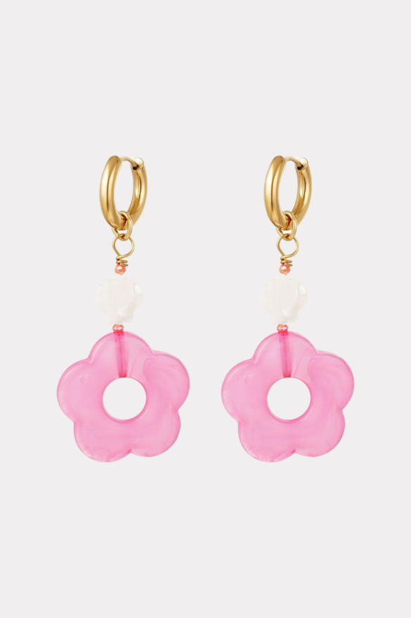 Shell flower oorbellen gold/pink fashiontiger