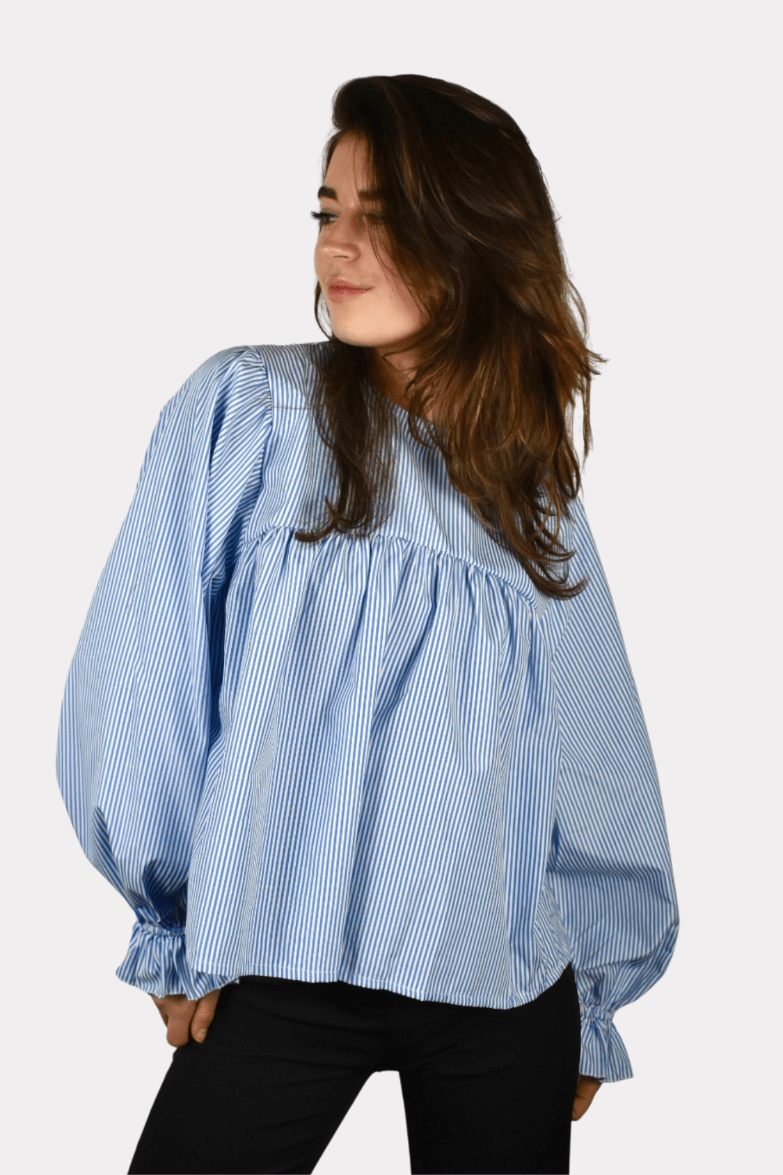 Striped blouse - blauw wit - 2