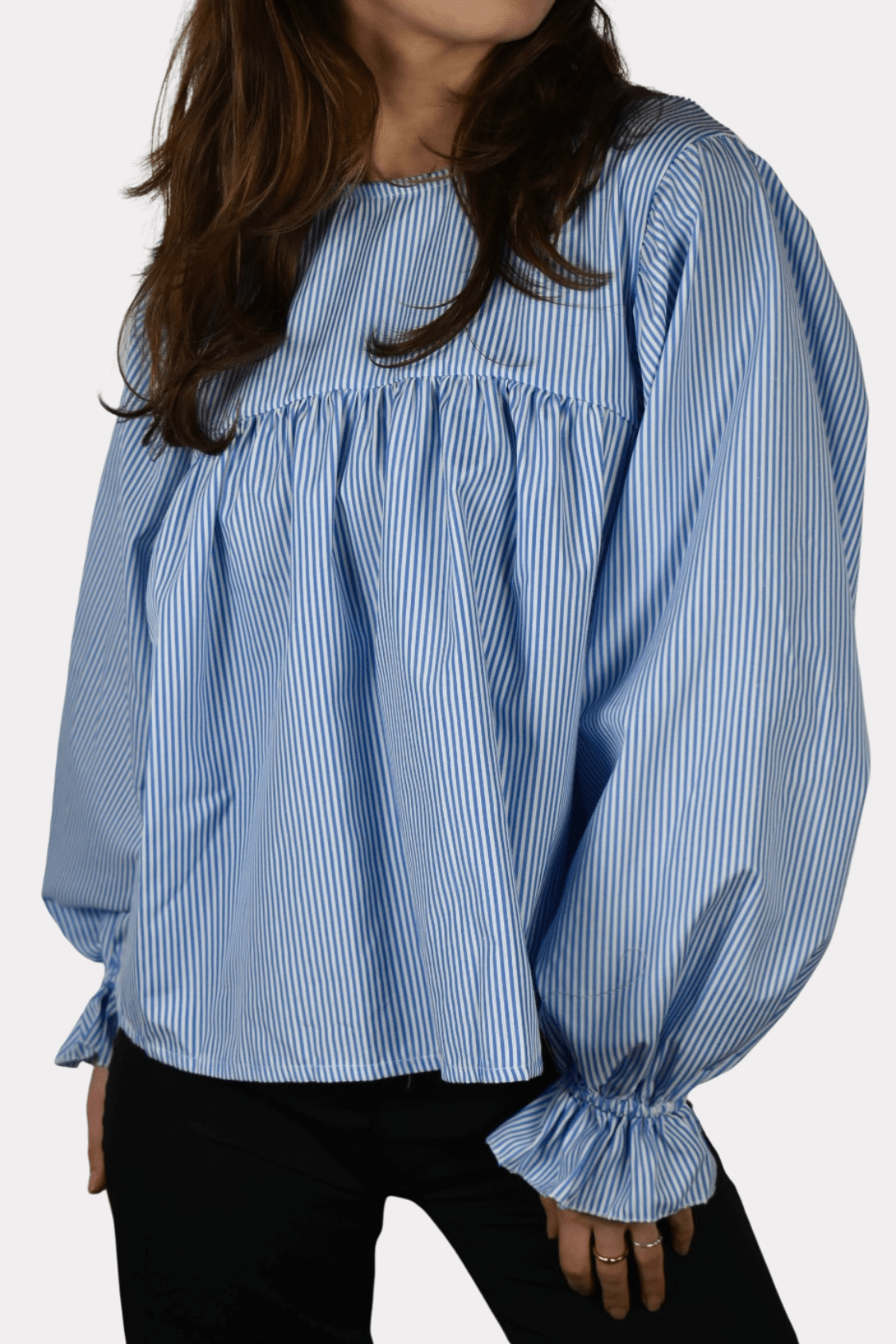 Striped blouse - blauw wit - 3