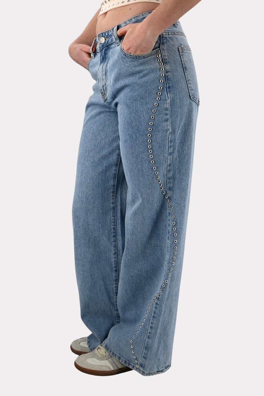 Studded wave jeans - blauw  - Fashiontiger 6