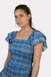 Tulum ruffle top blue 1