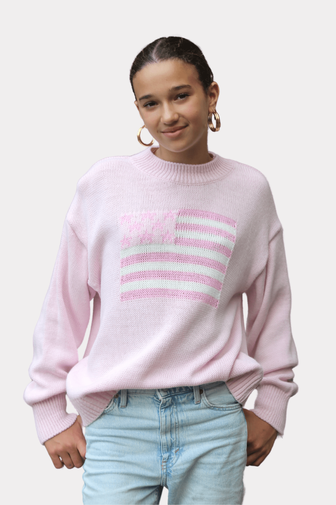 USA sweater glitter - roze - 1