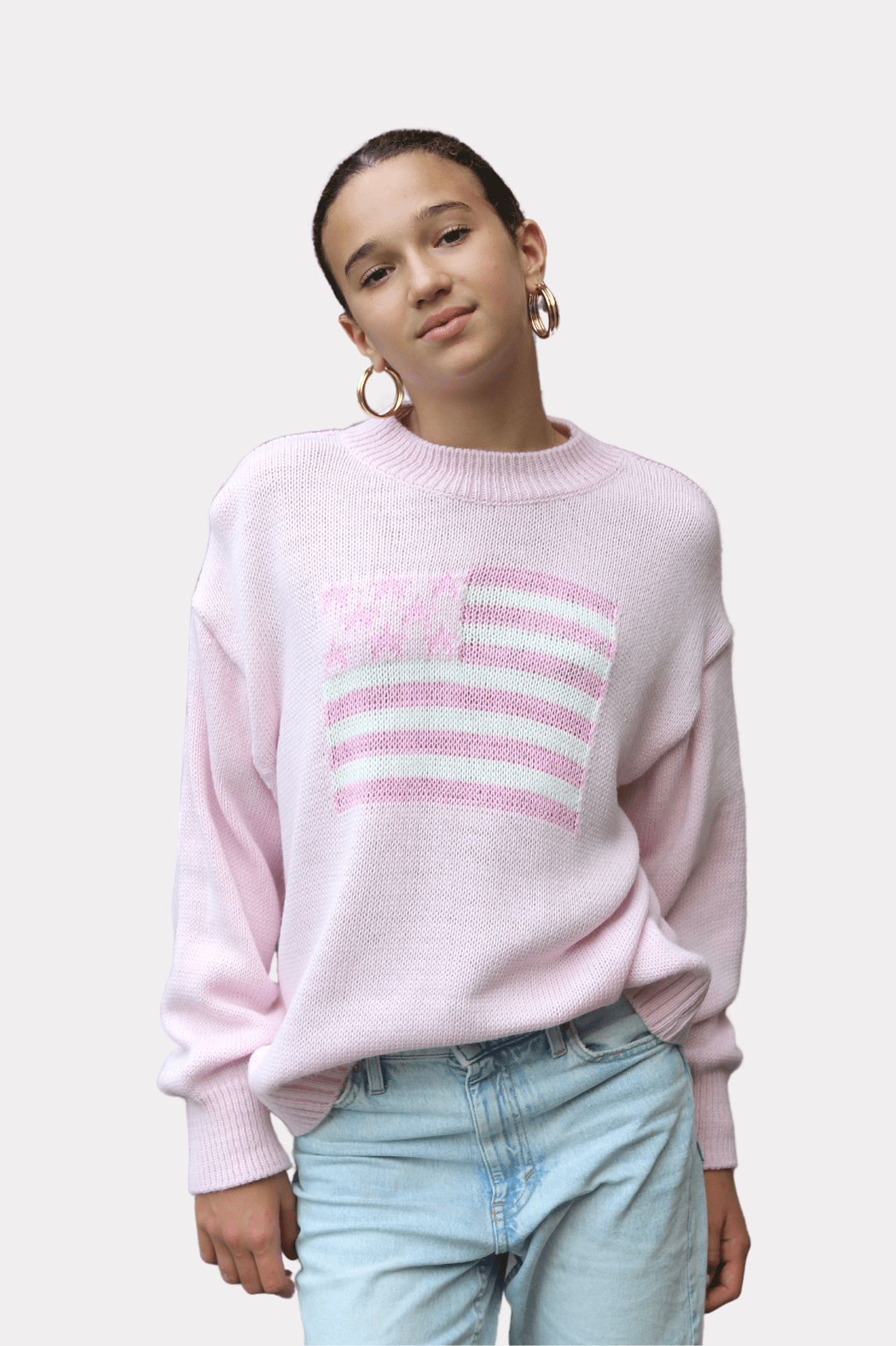 USA sweater glitter - roze - 3