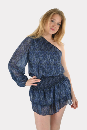 zigzag playsuit - blue - Fashiontiger